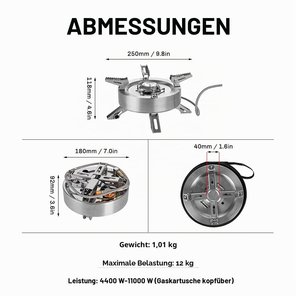 Fire-Maple Saturn X Campingkocher 4400W-11000W Hochleistung | Gasbrenner Faltbarer Gaskocher mit Doppelvorwärmer, verstellbaren Beinen und Tragetasche für Camping und Outdoor