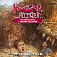 Diseño de la portada del título The Mystery of the Stolen Dinosaur Bones