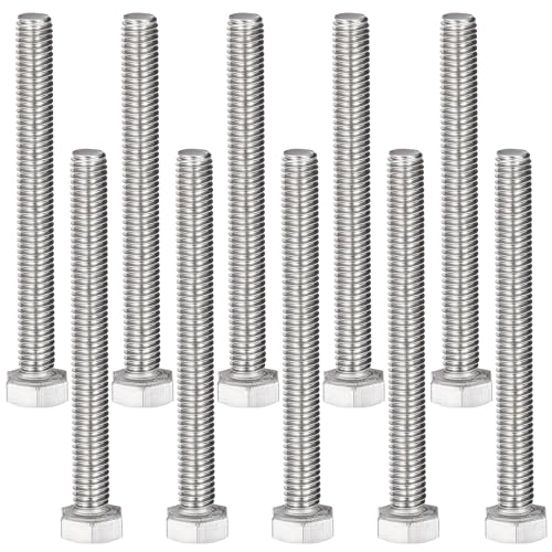 Image of MroMax 10Pcs M8-1.25 Hex Bolts, M8 x 70mm Hex Head Screws Bolts | 304 Stainless Steel 18-8, Fully Threaded, External Hex Drive, for Pipe Support and Fence Post Connection