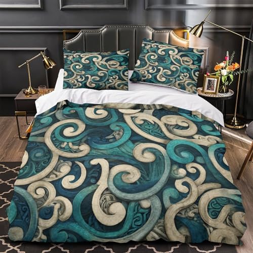 Housse de couette 3 pièces ornementale 3D pour lit double 2 places