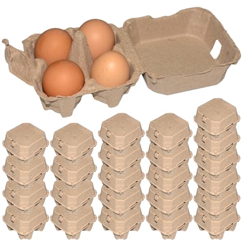Jeorywoet 25 uds cartones de huevos 4 unidades de capacidad, contenedores de almacenamiento de huevos de pato apilables de pulpa Natural reutilizables para cocina de mercado agrícola
