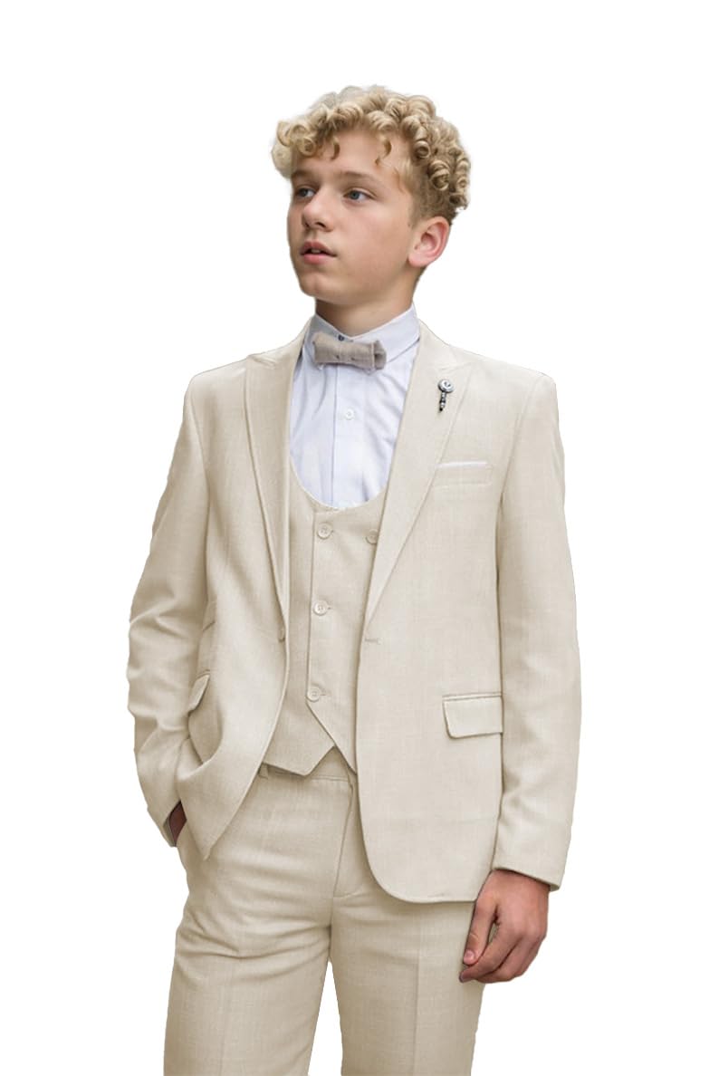 Ragazzi Abito Da Sposa In Lino Ragazzi Suit Outfit 3pcs Bambini Smoking Per Bambini Partito Prom Abiti Bianco Ragazzi Suit Plaid Suit
