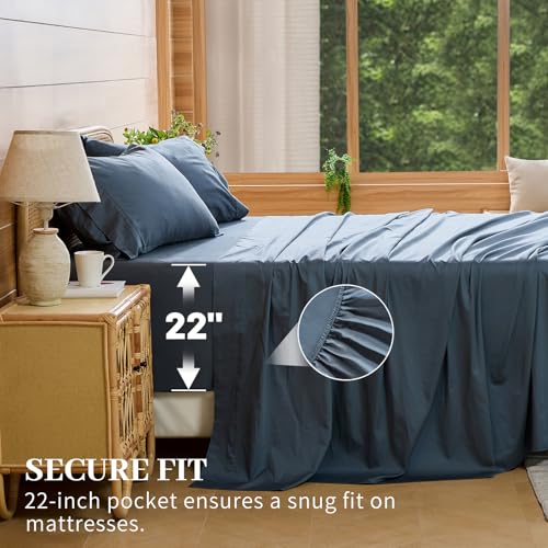 Image of Bedlifes 1000TC Egyptian Cotton Queen Sheets, 4Pcs 18-24 inch Extra Deep Pocket