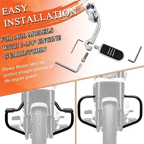Fovplue 1.25" Highway Footpegs,Long Angled Adjustable Highway Pegs W/Mounts For Harley Touring Street Glide Electra Glide Road King Softail Cvo Dyna Trike Vrsc Sportster W/32Mm Engine Guard,Chrome#3 #TOP4