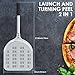 Pizza Peel – 12'' Aluminum Perforated Launch Placement Retrieving Peel – Metal Hanging Hook – Lightweight Turning Peel – Non-stick Pizza Paddle – Outdoor Pizza Oven Accessories