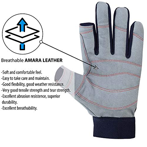 Image of MRX BOXING & FITNESS Sailing Gloves with Cut only Thumb and Index Finger and Grip for Men and Women, Great for Kayaking, Workouts and More Blue /Grey