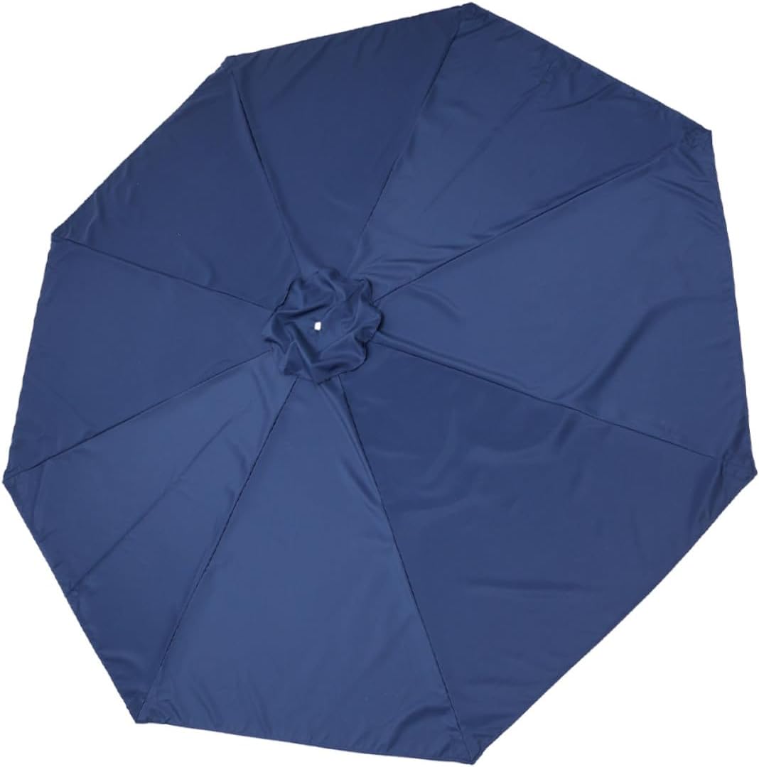 Kisangel Replacement Canopy for 2.7m 8-rib Outdoor Patio Umbrella, Navy Fabric Cover, Waterproof and Uv-resistant Umbrella Accessory for Garden and Beach Use