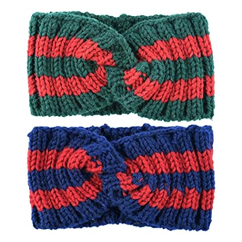 Yili Maizi Chunky Knit Headbands Braided Winter Headbands Ear Warmers Crochet Head Wraps for Women Girls (B-2pcs) Cover