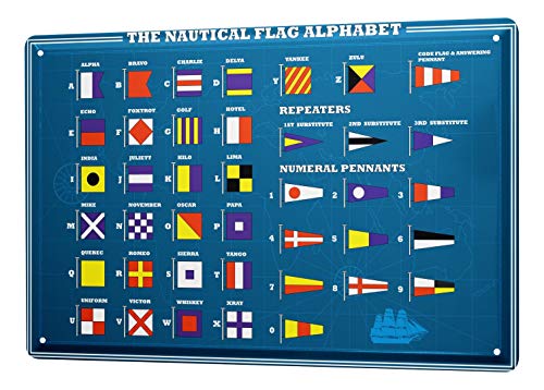 LEotiE SINCE 2004 Cartel Letrero de Chapa Viaje por El Mundo Alfabeto de Banderas náuticas