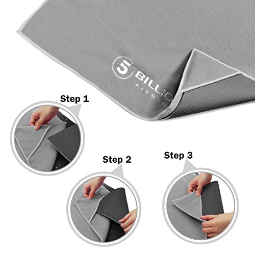 5BILLION FITNESS Yoga Towel Mat 24x72" Carry Bag (Gray) - Image 3