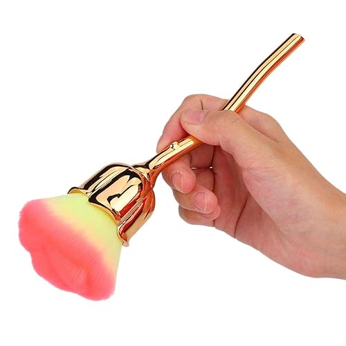 Miniatura 7 de Cepillo de polvo de uñas suave de 2 colores conveniente para uñas con mango (03-amarillo claro + polvo rosa)