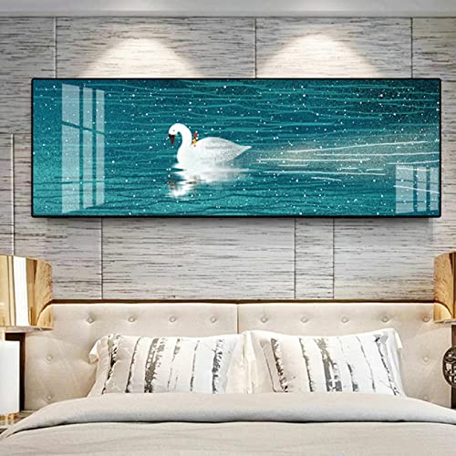 Peinture cygne couple deco murale pour habiller un grand mur