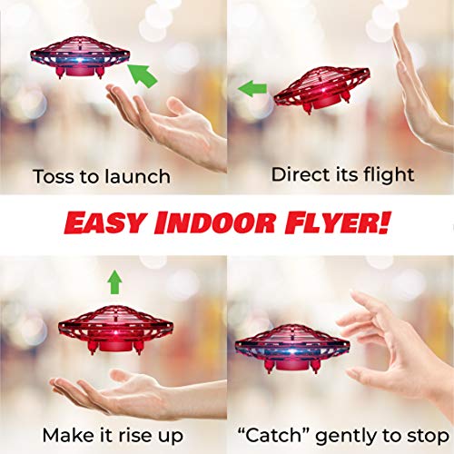 Image of Force1 Scoot Duo Hand Operated Drone for Kids or Adults - 2pk Hands Free Motion Sensor Mini Drones, Easy Indoor Flying Ball Small UFO Toys for Boys and Girls (Red and Blue)