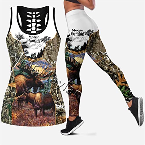 Débardeur imprimé 3D élan ajouré avec legging confortable pour sublimer vos formes