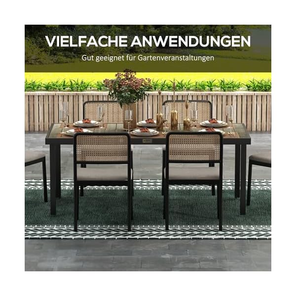 Outsunny Gartentisch Aluminium Holzoptik
