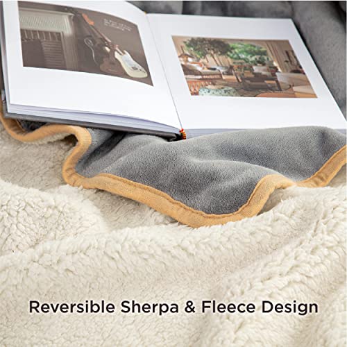 LE SURE wasserdichte Hundedecke Grosse Hunde - 152x127cm Outdoor Hundedecke waschbar, Hundedecke Sofaschutz aus Sherpa Fleece, Katzendecke flauschig und weich, Grau
