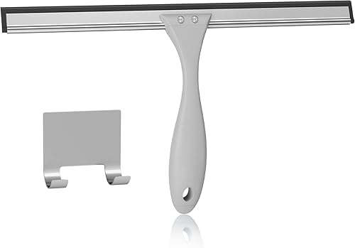 Vista 8 de AmazerBath Escobilla de goma para puerta de cristal de ducha, escobilla multiusos con gancho para puertas de ducha, ventanas, espejos, azulejos