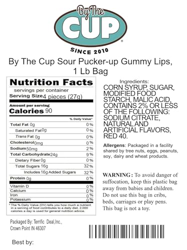 By The Cup Sour Pucker-up Gummy Lips 1 lb miniatura 2