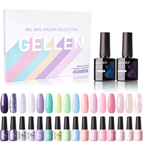 Kit de Gel Nail Polish con 16 Colores y Top Base Coat