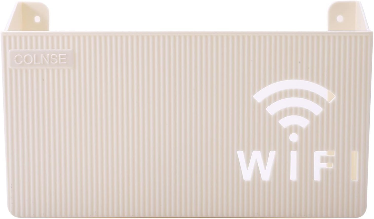 Wall-Mounted WiFi Storage Box Wireless WiFi Router Storage Holder, Media Decor Hanging Bracket, Router Storage Floating Shelf Organizer Rack for Home and Office,White