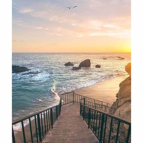 Peinture diamant 5D grande taille 40x100cm au motif de plage de sable pour broderie