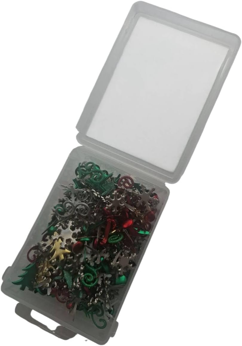 LLY Christmas Brads Set, 212 PCS Metal Paper Fasteners, 8 Holiday Shapes & 16 Colors, for Scrapbooking, Card Making & DIY Crafts