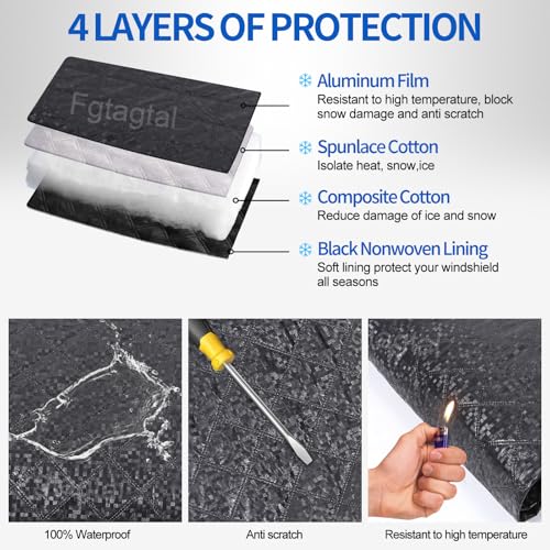 Image of Windshield Snow Cover Fit for Ford Ranger Maverick 2022-2024, Front Windshield Cover for Ice and Snow, Auto Extra Thick Windshield Ice Cover Protects Windshield from Rain, Sun, Frost (Black)