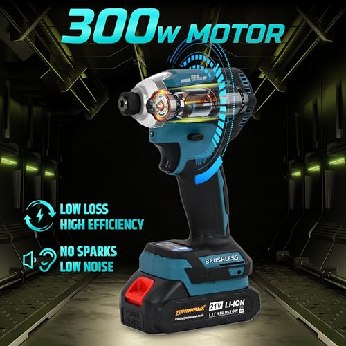 Image of TOMAHAWK BSD-8200 Brushless Cordless Screwdriver /Impact Driver - 2 Battery with 20V, 2.0Ah, 180 Nm, 2400 RPM, 10Mm Chuck capacity, 2 Speed Mode | Drill Machine for Home, Workshop & Professional Use