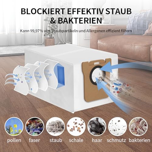 20 Stück Zubehörset für Dreame L20 Ultra, 4*Mopp Wischpad 4* Staubbeutel 1*Hauptbürste 6*Seitenbürsten 3*Filter 1*Reinigungsbürste, Saugroboter Ersatzteile Zubehör