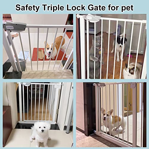 Waowao Triple Lock Baby Gate Extra Wide Pressure Mounted Walk Through Swing Auto Close Safety Black Metal Dog Pet Puppy Cat For Stairs,Doorways,Kitchen(Black, 57.87-62.59"/147-159Cm) #TOP5