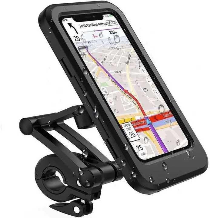 Image of CERLINK Waterproof Bike Mobile Holder for Bicycle & Motorcycle | 360 Rotatable Touch Screen Phone Mount | Shockproof Adjustable Handlebar Stand | Fits 4.7-6.7 Inch Smartphones