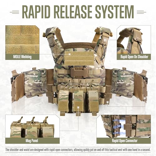 Image of GFIRE Tactical Vest, Quick Release Lightweight Breathable Vest for Training