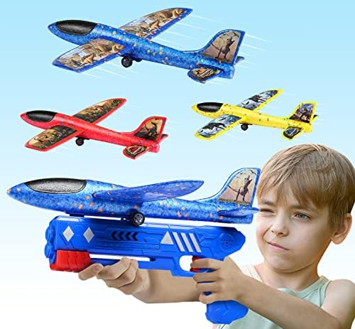 Elctbras 3 Pack Airplane Launcher Toy, Foam Glider Planes for Kids with 2 Flight Mode, Catapult Plane Toys with 3 DIY Stickers, Outdoor Sport Flying Toys for 4 5 6 7 8 9 10 Year Old Elctbras 3 Pack Airplane Launcher Toy, Foam Glider Planes for Kids with 2 Flight Mode, Catapult Plane Toys with 3 DIY Stickers, Outdoor Sport Flying Toys for 4 5 6 7 8 9 10 Year Old
