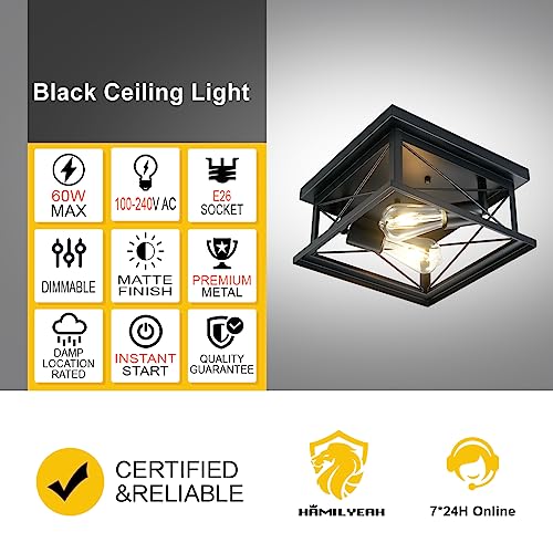 Hamilyeah Black Flush Mount Ceiling Light Fixture Bedroom, Farmhouse Kitchen Lights Ceiling, Outdoor Close To Ceiling Light Fixtures For Porch Patio Hallway #TOP1