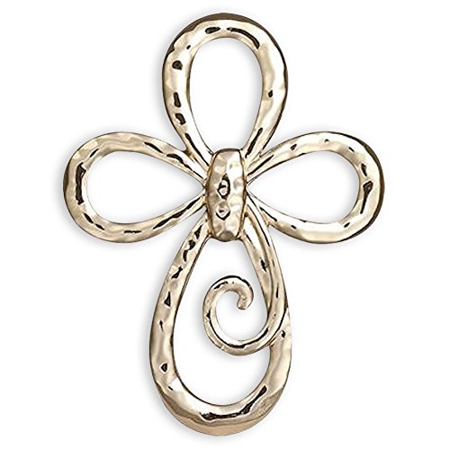 Demdaco Loop Cross Goldtone Hammered One Size Women's Metal Giving Pin In Gift Box #TOP20
