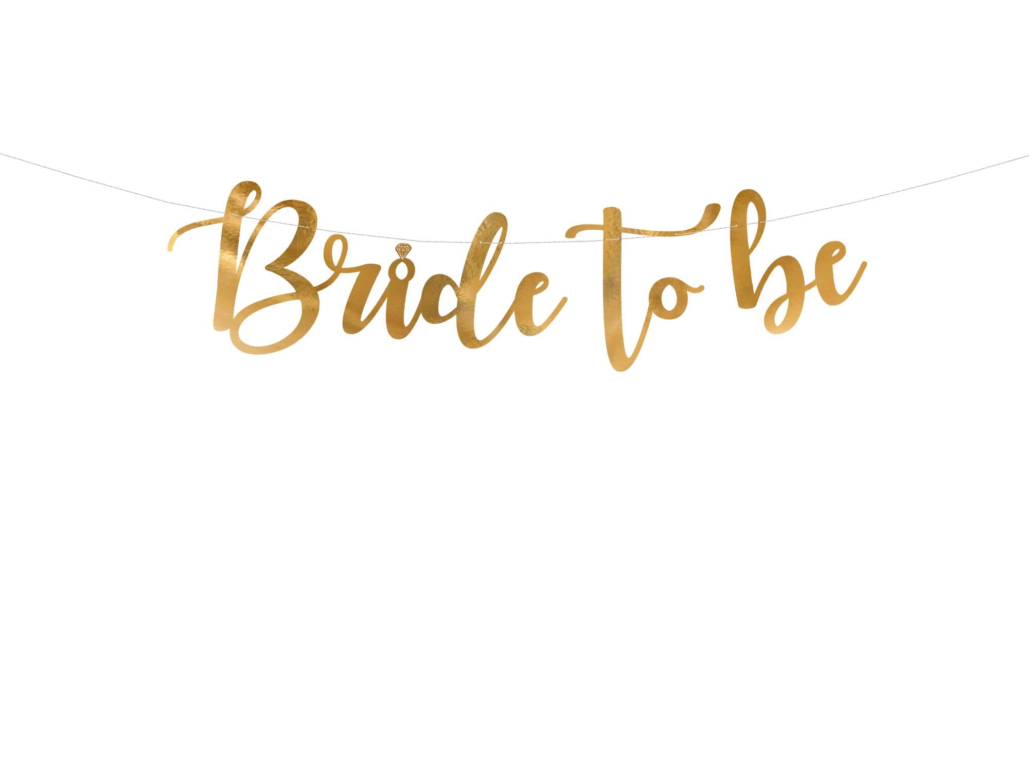 PartyDeco Cardboard Garland, Bride To Be Metallic Gold 80 x 19 cm, 1.5m Long