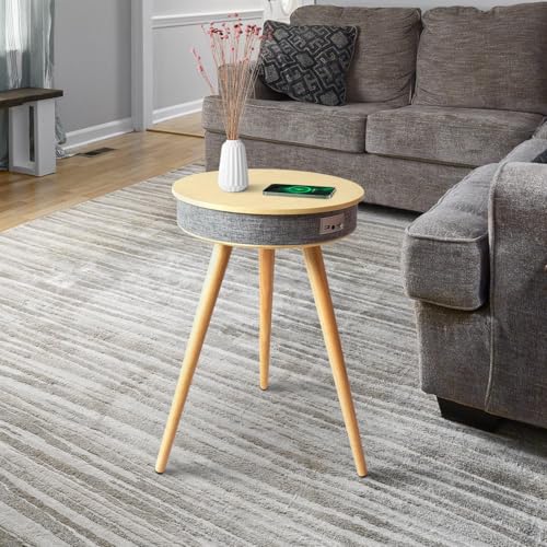 Louis Donné Smart End Table with Bluetooth Speakers, Round...