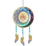 FONMY Wind Spinner Stainless Steel W/Crystal Beads,3D Suncatcher Dreamcatcher Hanging Ornament Indoo