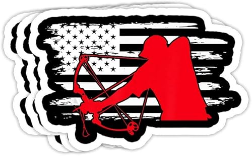 Bowfishing - Calcomanías de vinilo de 4 x 3 pulgadas con la bandera de Estados Unidos, calcomanías para botella de agua (juego de 3)