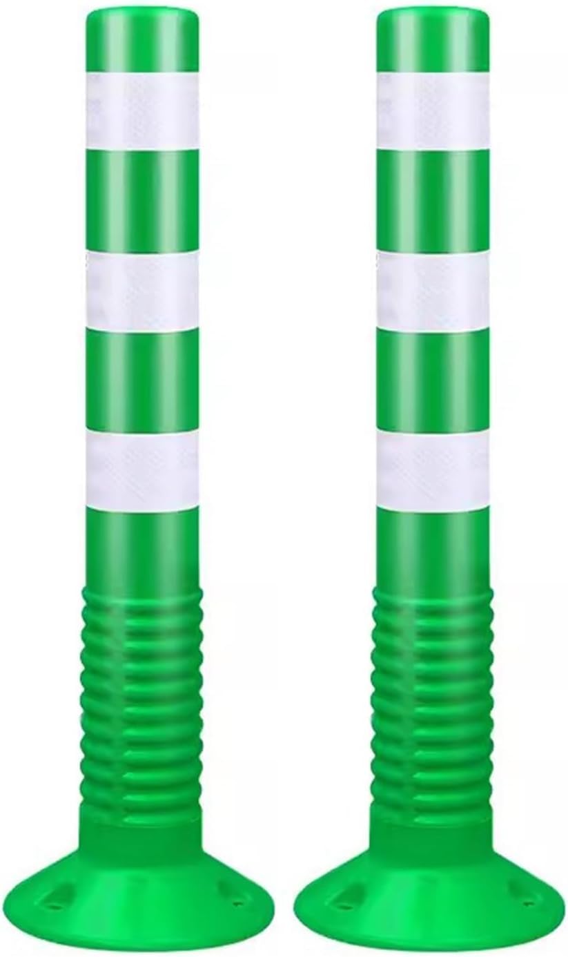 Aioneer Traffic Cone Safety Barrier Reflective Parking Cones, 30In Traffic Delineator Safety Post For Parks/Garden Pathways/Streets, Commercial Flexible Caution Cones Bollard Pos-Green-2 Pack