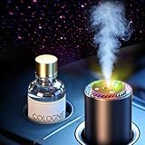 Smart Car Air Freshener with Star Light & 50ml Diffusers Oil Refills, Auto On/Off Aroma Diffuser, 3 Adjustable Mist Modes Rechargeable Aromatizante para Carro - Car Diffuser（Cologne）