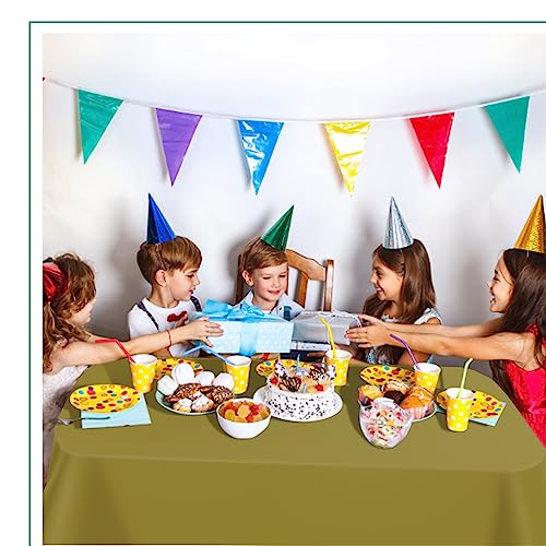 Image of Gold 6 Pack Plastic Table Cloth 54 inch x 108 inch, Disposable Tablecloths Rectangle Table Cover, Plastic Tablecloths for Parties