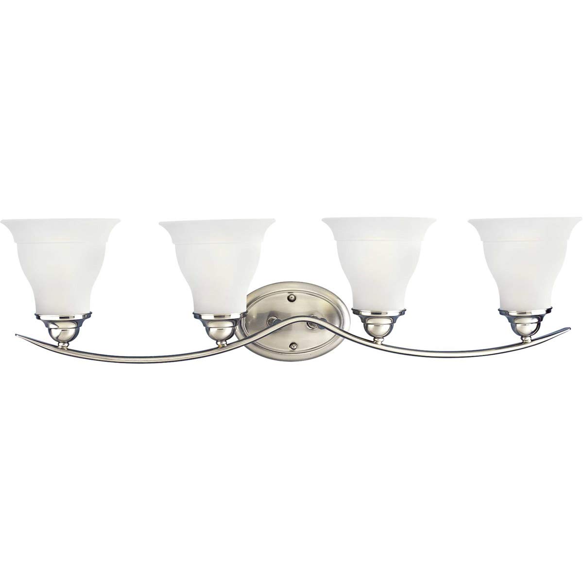Trinity Collection 4-Light Etched Glass Traditional Bath Vanity Light Brushed Nickel