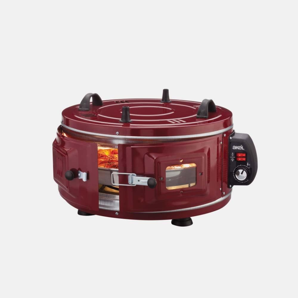 AKEL Four électrique rond AF016 Mini four à pizza portable (rouge)