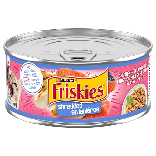 Friskies Shredded Wet Cat Food, Chicken & Salmon Dinner - 156 g Can (24 Pack) image 6