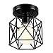 Produktbild Industrie Vintage Deckenlampe Metall Deckenlampe halb Erröten-Einfassung-Licht mit 1 Lichtern Schwarz E27 Max 40W für Flur, Gang,Schlafzimmer,Esszimmer,Wohnzimmer