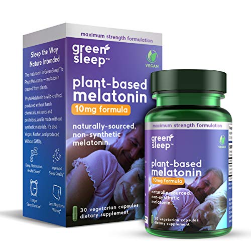 GreenSleep 10mg Plant-Based Melatonin - Purity Products - Naturally Sourced, Non-Synthetic PhytoMelatonin - 10 mg Melatonin for Deep Restorative Sleep - Vegan, Made Without GMOs - 30 Veg Capsules