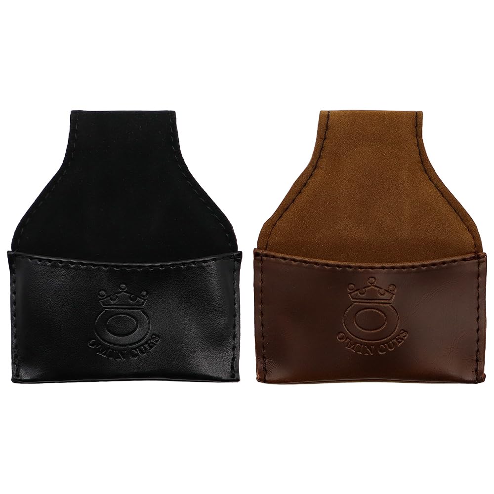 Muiltvoe 2Pcs Billiards Chalk Bag, Portable Billiard Chalk Bag, Bag PU Pouch Bag Accessory Black + Brown