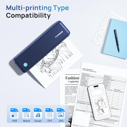 Image of Portable Printers, D820 Wireless Bluetooth Printers 8.5 inchx11 inch US Letter Size, Receipt Printers for Home Use Suitable for Phone & PC (Blue)
