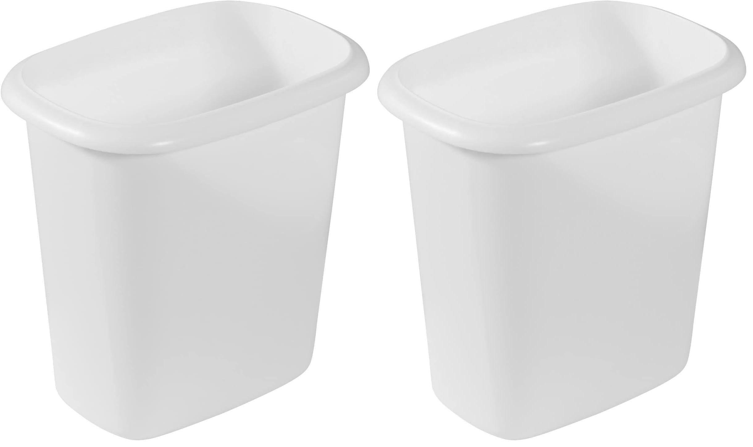 Rubbermaid Vanity Trash Can/Wastebasket, 1.5-Gallons/6-Quarts, White, Small Bathroom/Bedroom/Office Trash can, Fits Under Desk/Sink (Pack of 2)